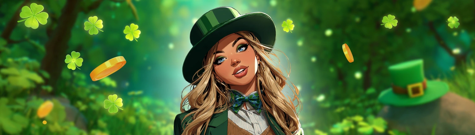 Lucky girl in green hat with shamrock — St. Patrick's Promo
